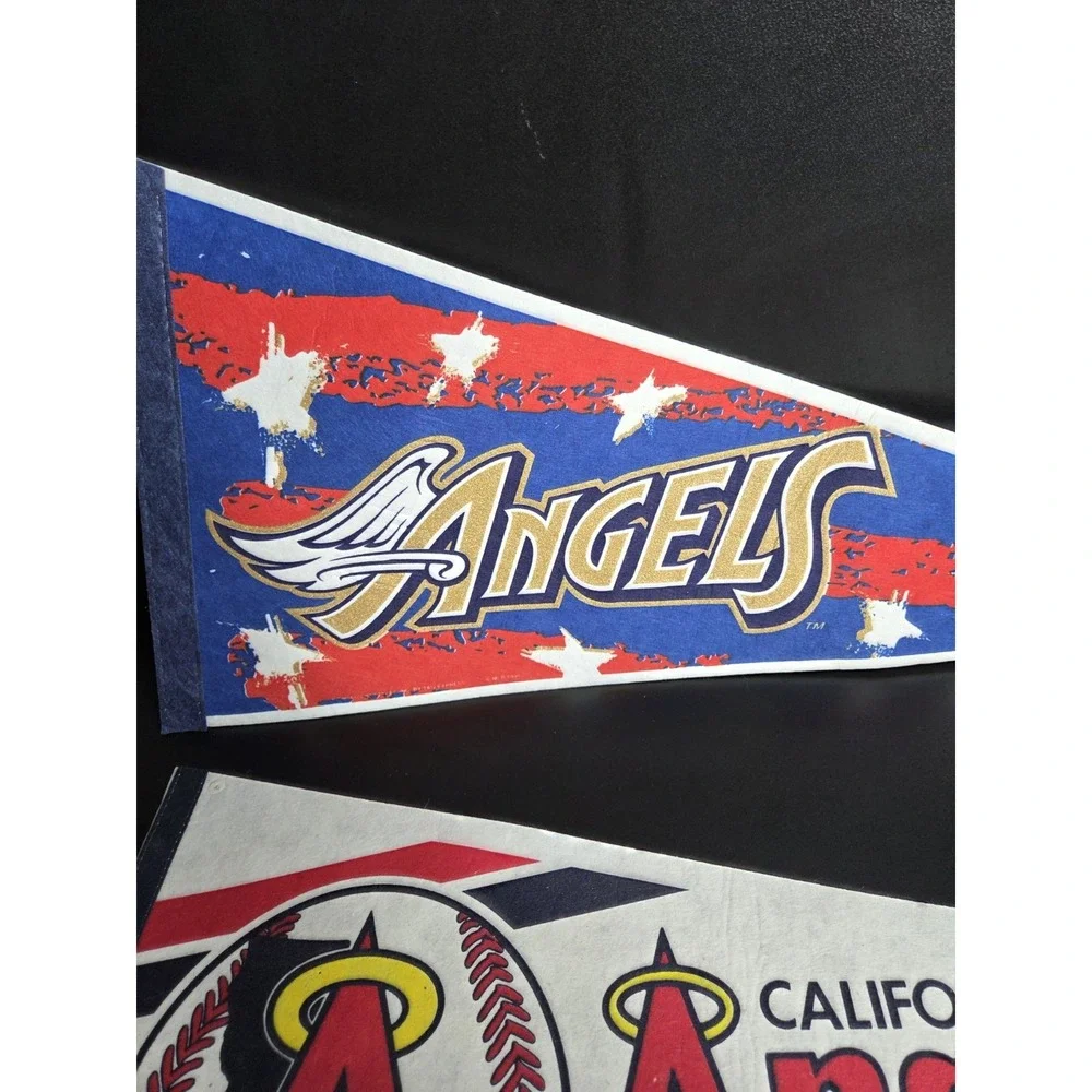 Vintage California Angels & Los Angeles Angels MLB Felt Pennants Lot of 2